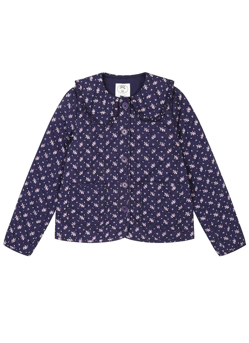 Laura Ashley X Joanie - Elin Lington Ditsy Floral Print Quilted Jacket - Navy | Joanie
