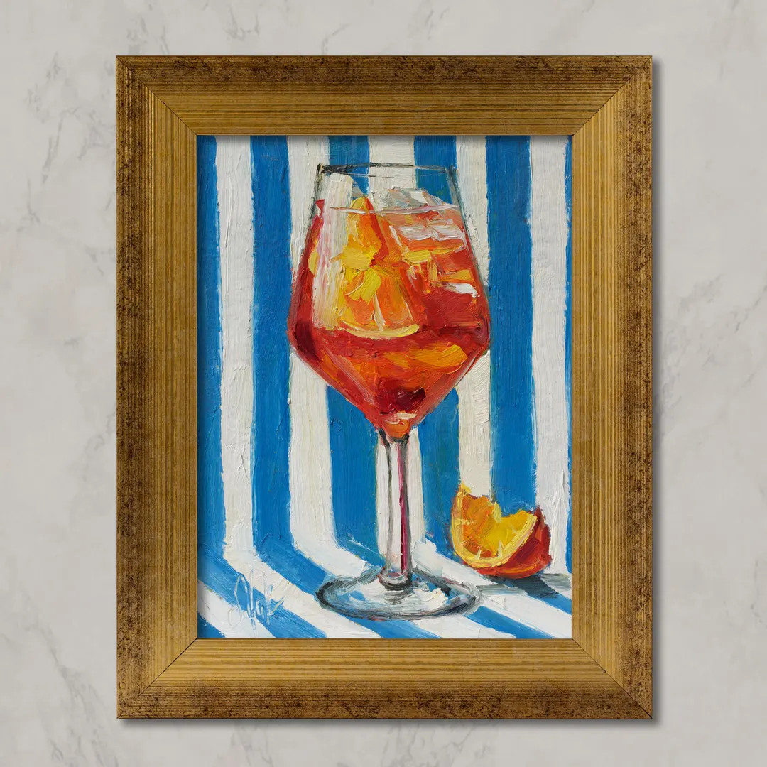 Aperol Spritz Oil Painting Framed Cocktail Wall Art Original Still Life Artwork Bar Decor - Etsy | Etsy (Global)