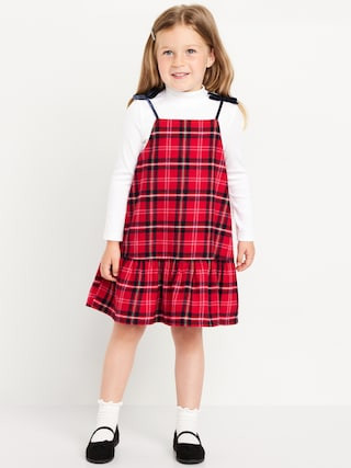 Ribbed Mock-Neck Top and Tie-Bow Ruffled Dress Set for Toddler Girls | Old Navy (US)