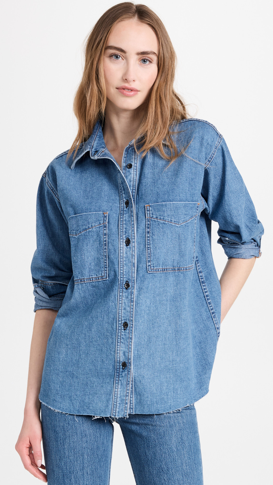 ASKK NY Oversized Denim Shirt Palm Canyon 0 | Shopbop