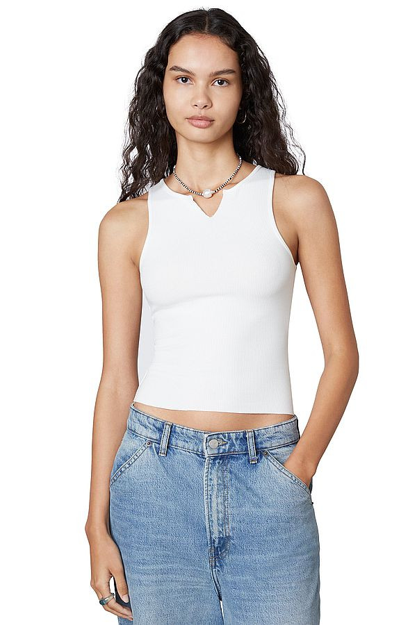 NIA | Vintage Notched Tank - White | The Lobby