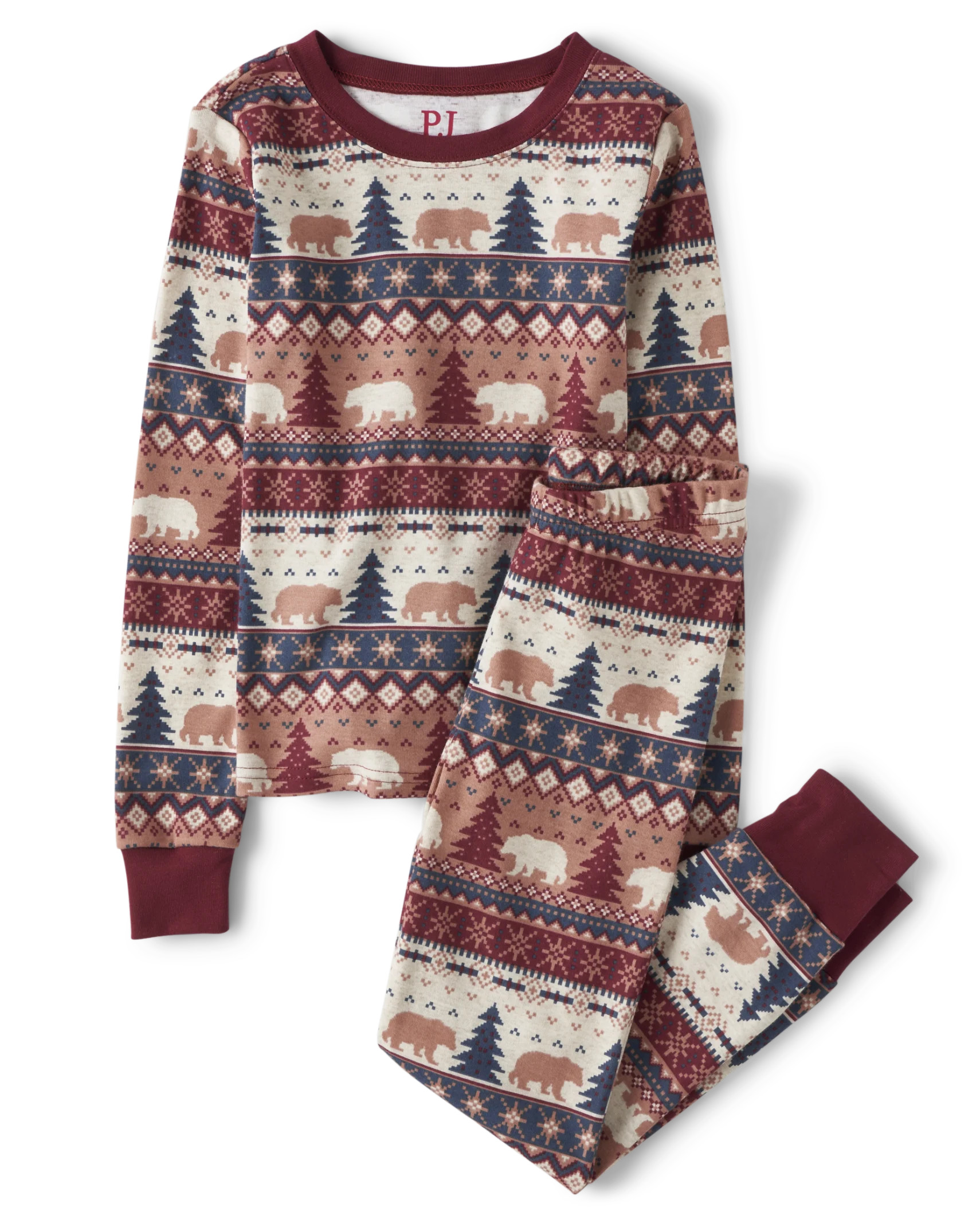 Unisex Kids Matching Family Bear Fairisle Snug Fit Cotton Pajamas - h/t vanilla | The Children's Place