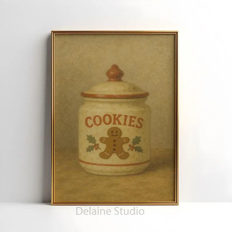 Vintage Christmas Cookie Jar | Christmas, Minamalist Painting (digital Download) - Etsy | Etsy (US)