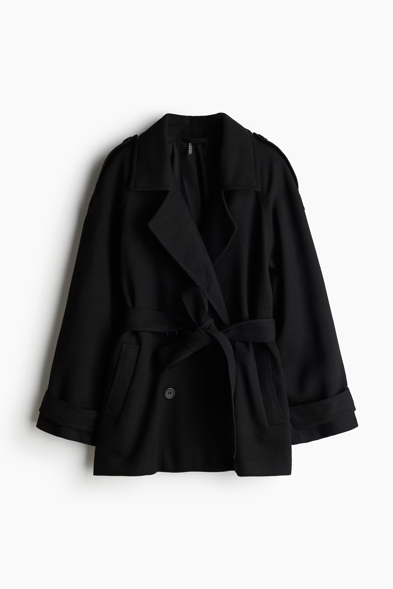 Short felted pea coat - Black - Ladies | H&M GB | H&M (UK, MY, IN, SG, PH, TW, HK)