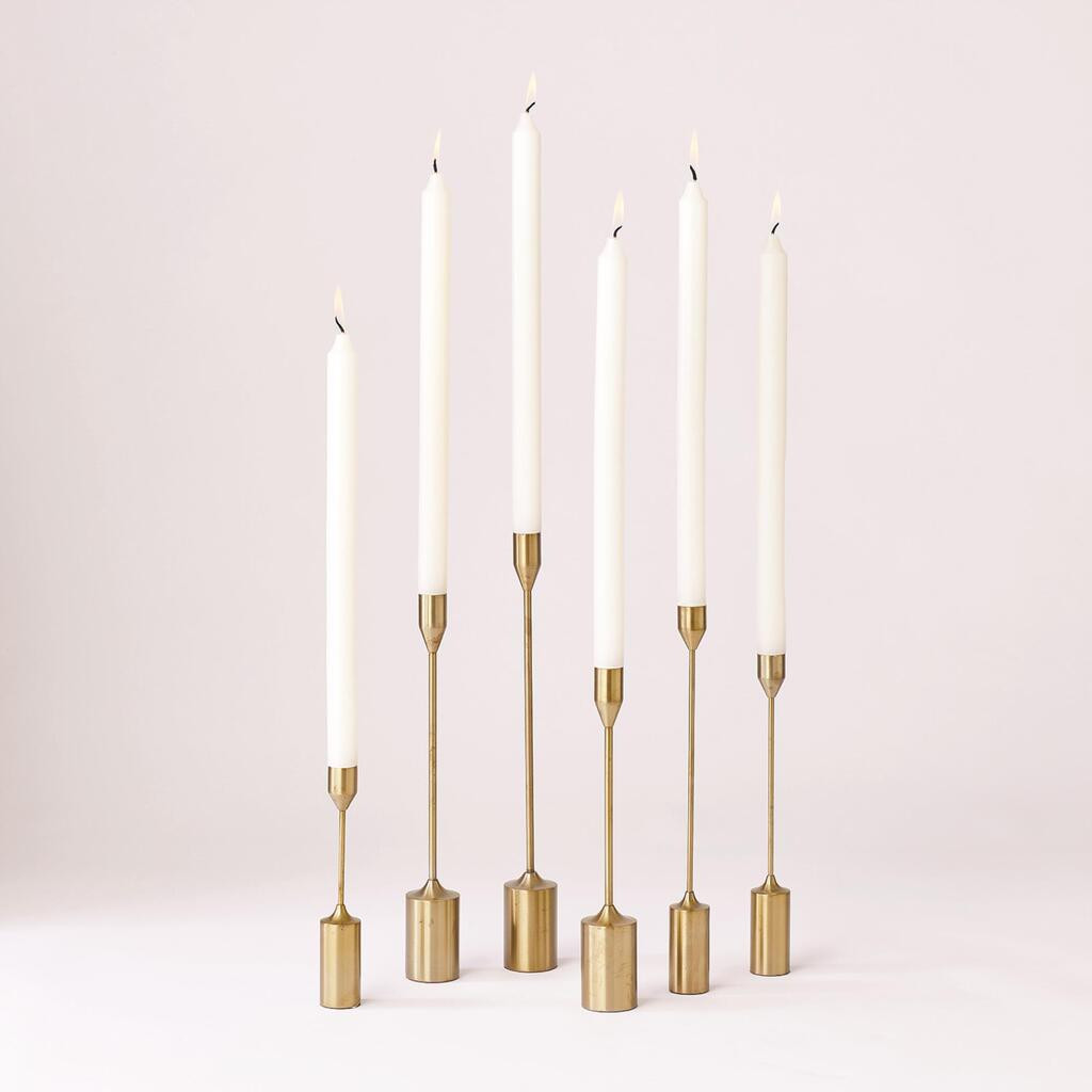 Tapers Candle Holder Set of 6 In Brass | 1stopbedrooms