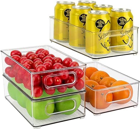 MLTS Fridge organizer | Stackable Storage Bins Clear Plastic Pantry Rack Refrigerator Kitchen Cab... | Amazon (US)