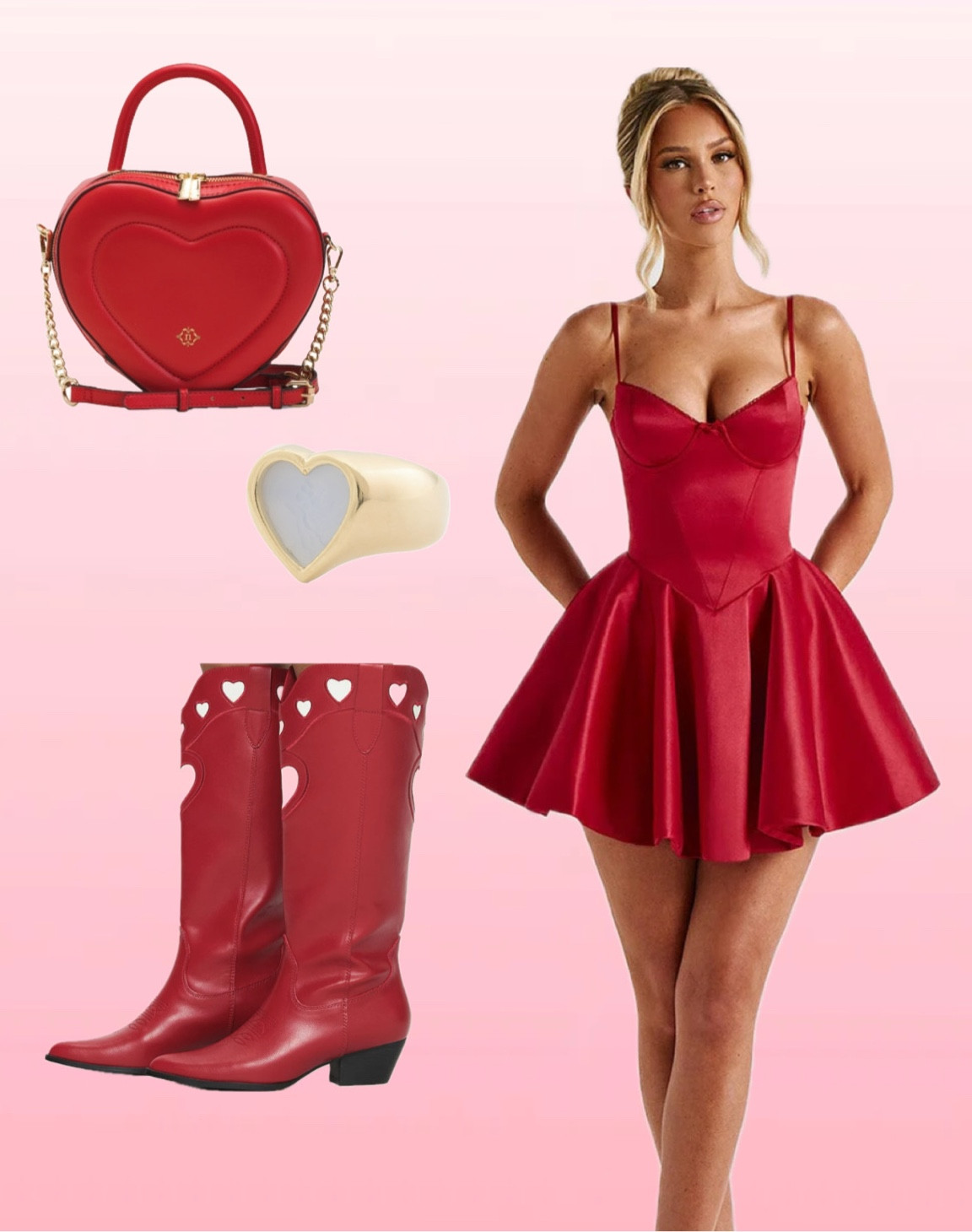 Valentine’s Day date night outfit, women’s red dress, women’s valentine outfit, date night ootd, little red dress, cowgirl boots, heart shoes, heart ring, red heart bag, gold jewelry, February outfit, love outfit

#LTKShoeCrush #LTKItBag #LTKMostLoved
