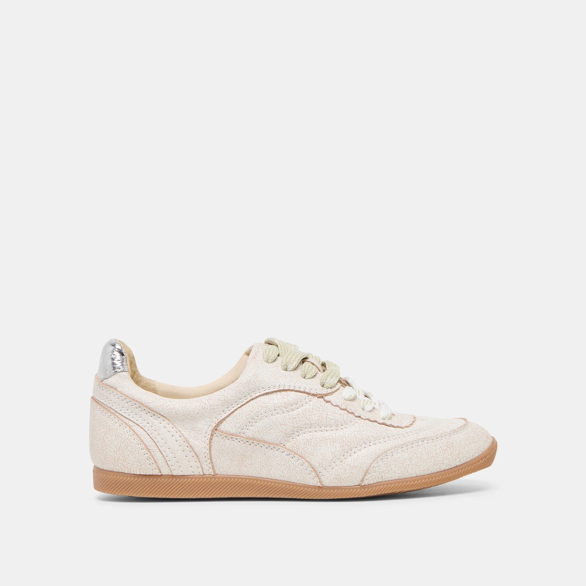 Laini Off White Crackled Leather Sneakers | Dolce Vita | DolceVita.com