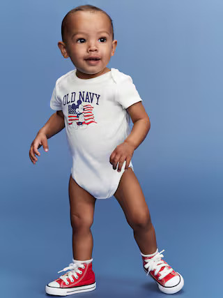 Old Navy x Disney© Mickey Mouse Flag Logo-Graphic Bodysuit for Baby | Old Navy (US)