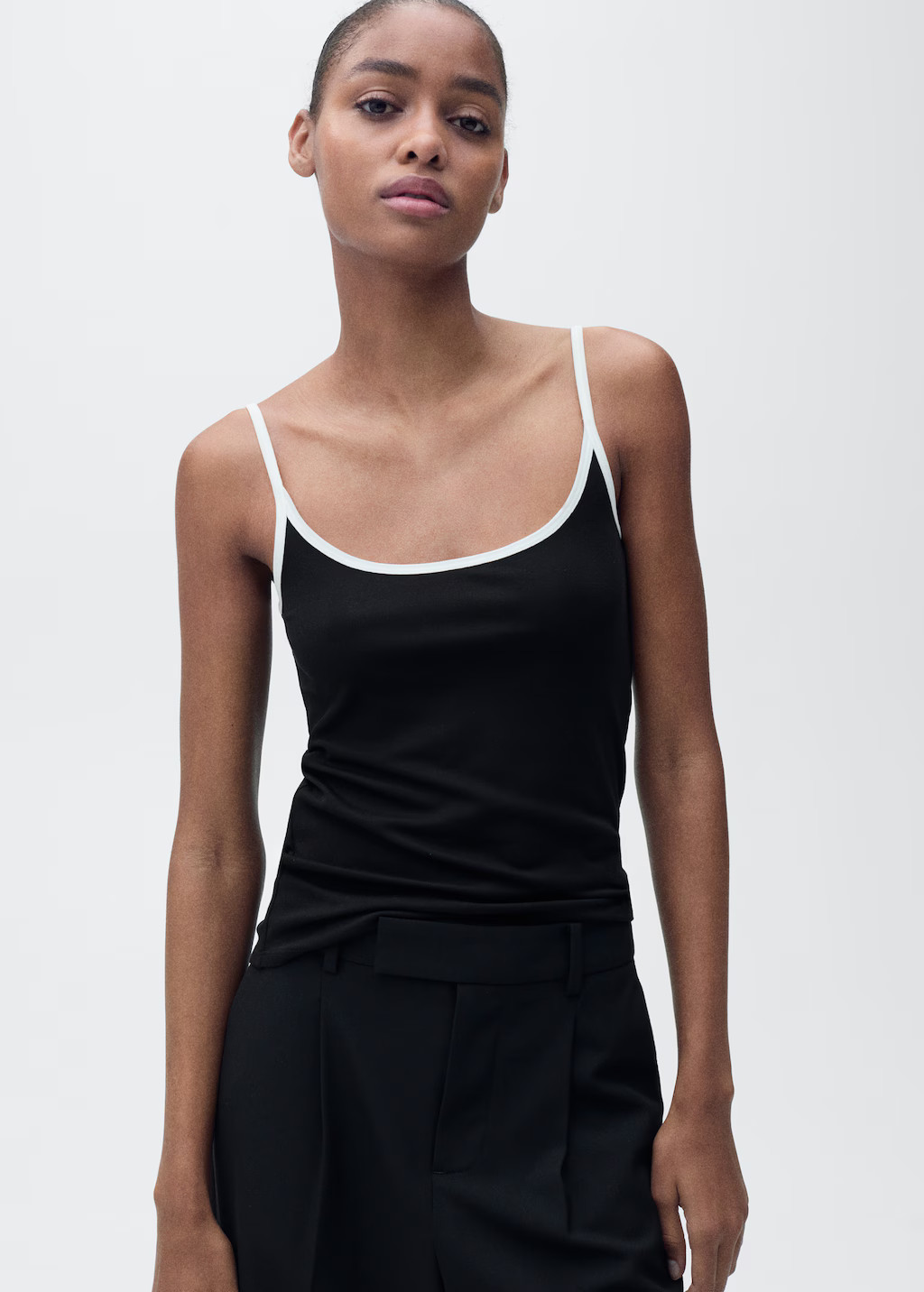 Lyocell top with contrasting trim - Women | MANGO USA | Mango (US/MX/AU)