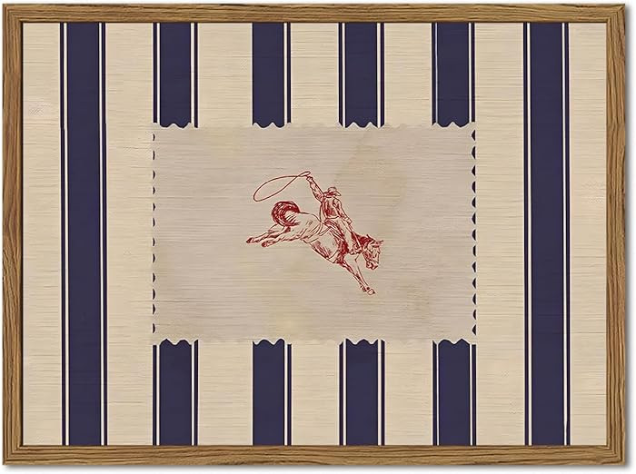 Vintage Western Wall Decor, Striped Rodeo Wall Art Mid Century Southwestern Cowboy Poster Canvas ... | Amazon (US)