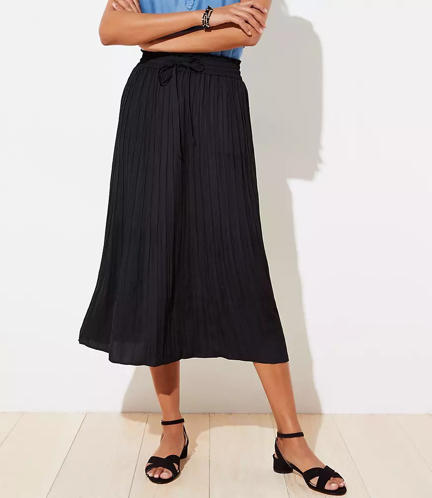 Crinkle Drawstring Midi Skirt | LOFT