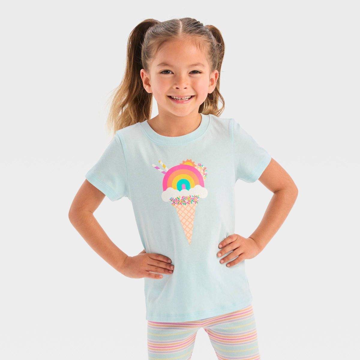 Toddler Girls' 'Ice Cream' Short Sleeve T-Shirt - Cat & Jack™ Blue | Target