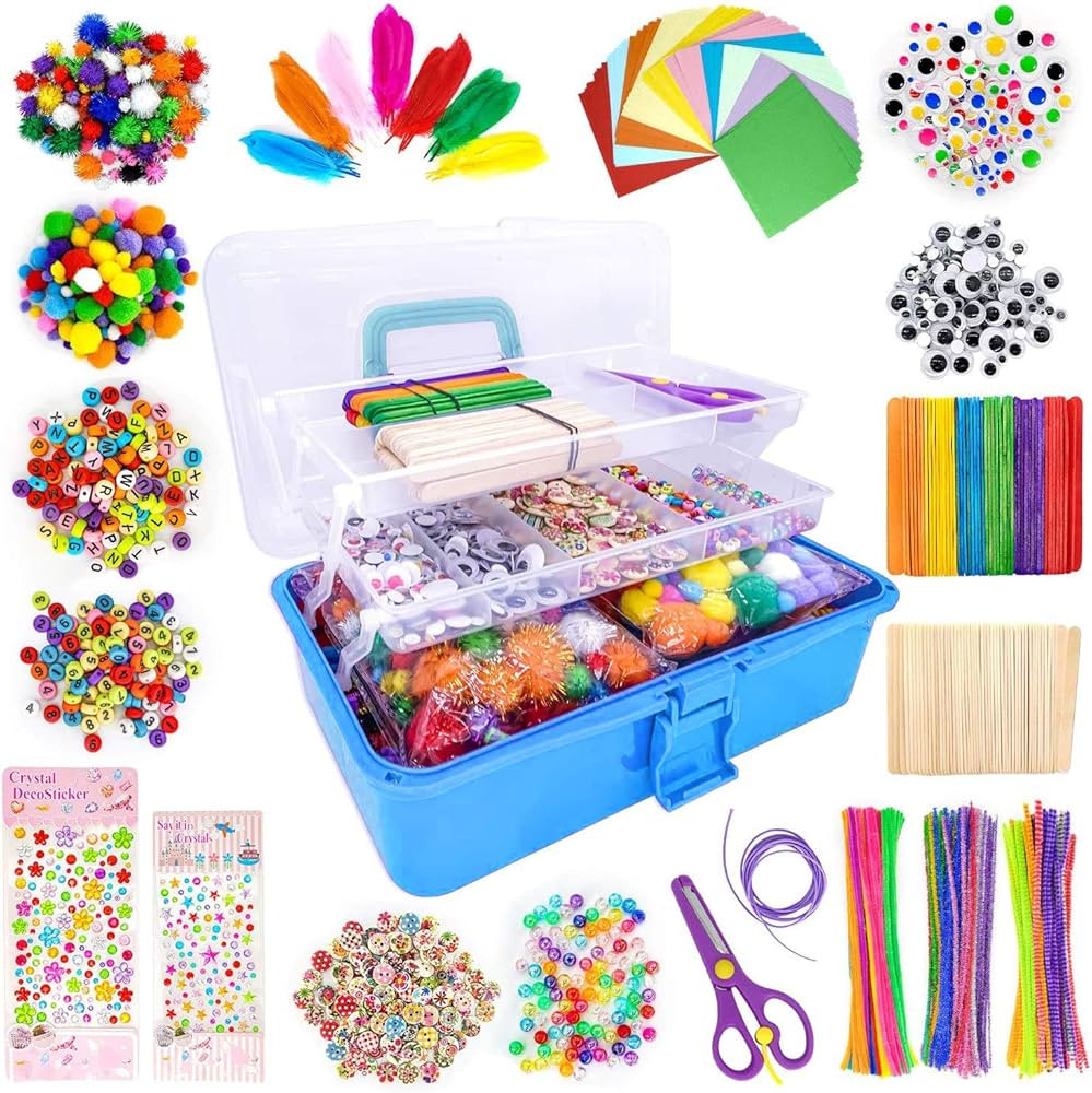 1405 Pcs Art and Craft Supplies for Kids, Toddler DIY Craft Art Supply Set Included Pipe Cleaners... | Amazon (US)