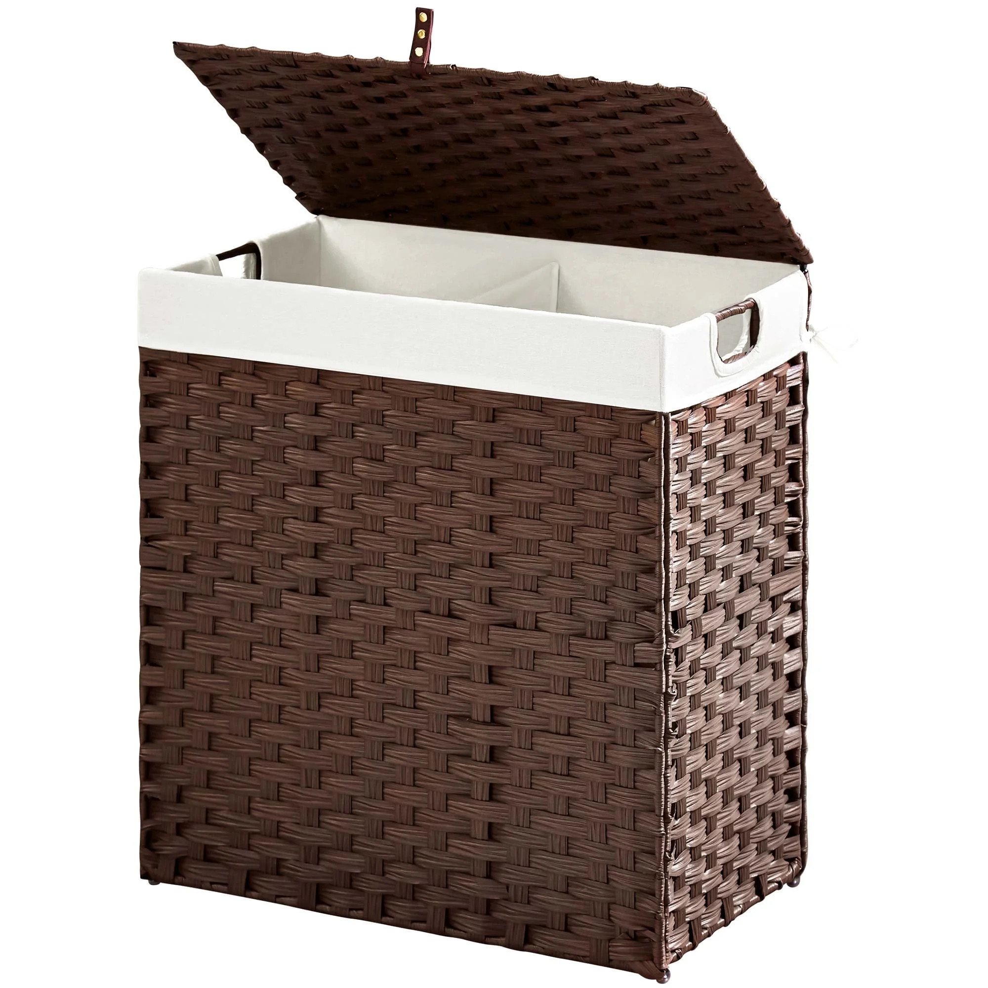 Rolanstar 110L Laundry Hamper Wicker Laundry Basket with Lid, Handles Clothes Hamper Foldable wit... | Walmart (US)