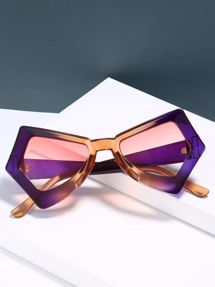 Ombre Geometric Frame Fashion Glasses | SHEIN
