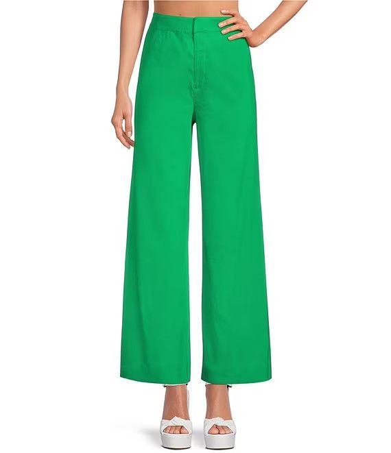 Lucie Linen Flat Front Waist High Rise Coordinating Pants | Dillard's