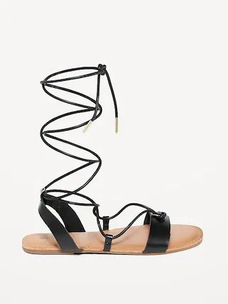 Faux-Leather Lace-Up Gladiator Sandals for Women | Old Navy (US)