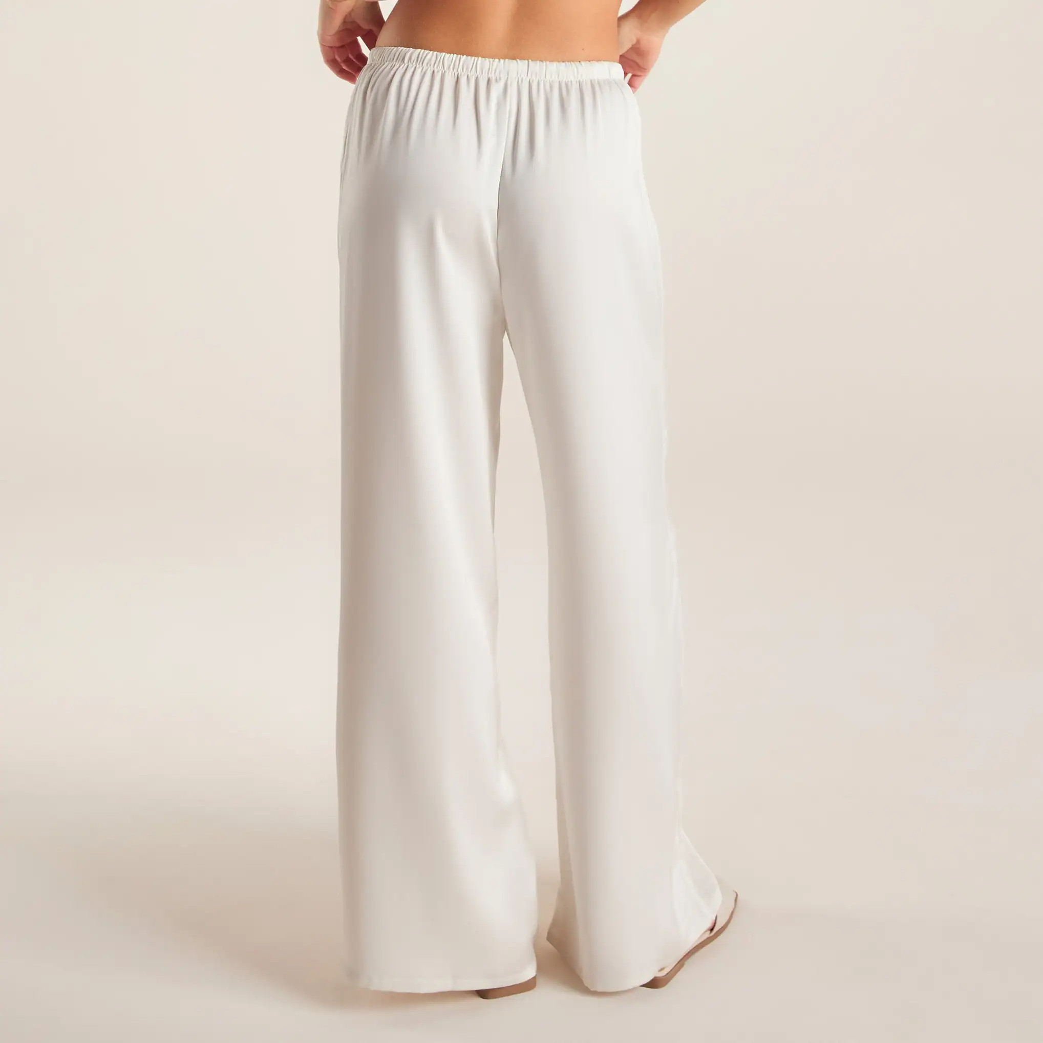 Satin Trousers - Off White | Lounge UK