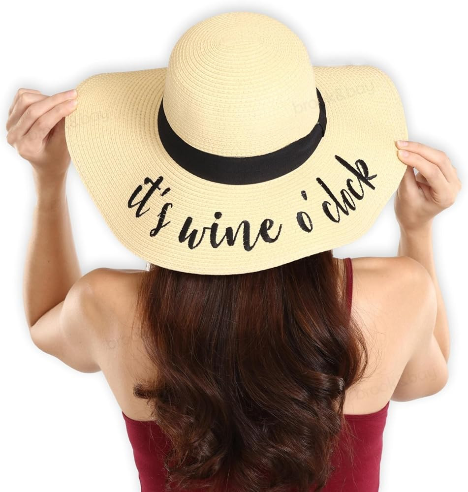 Floppy Beach Sun Hat for Women - Vacation, Honeymoon Embroidered Straw Hat - Big, Foldable, Large... | Amazon (US)