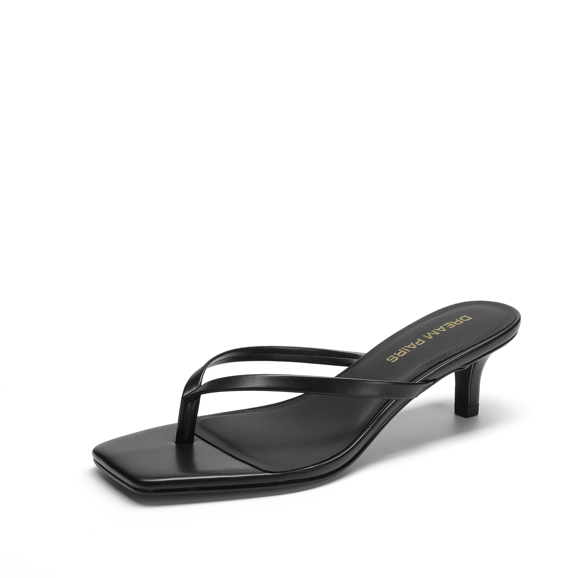 DREAM PAIRS Women’s Kitten Heel Flip Flop Sandals – Low Square Open Toe Thong Heels, 1.96-Inc... | Walmart (US)
