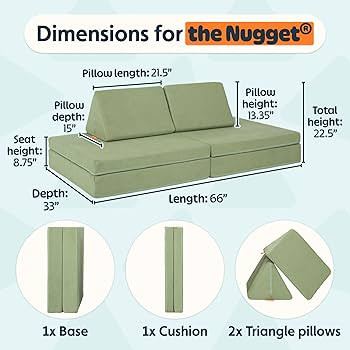 Nugget - The Original Play Couch for Kids - Modular Foam Children's Sofa for Playroom, Imaginatio... | Amazon (US)