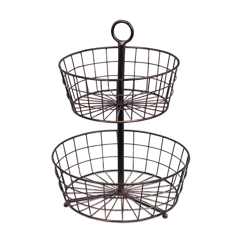 BirdRock Home Metal 2-Tier Wire Fruit Basket - Oil Rubbed Bronze | Walmart (US)