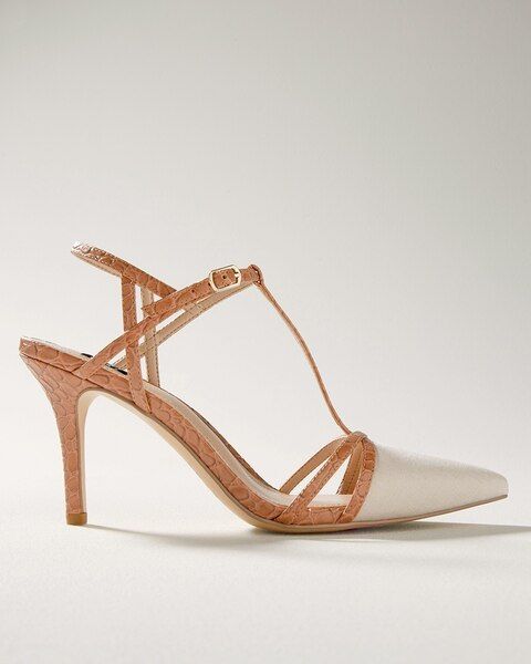 Strappy Linen Mid-Heel Pump | White House Black Market