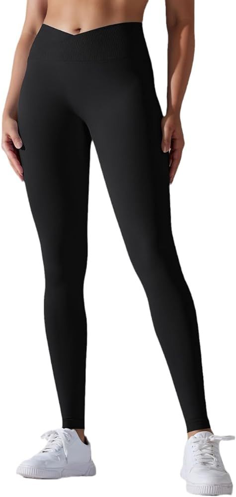 Seamless Scrunch Butt Lift Leggings for Women V Cross High Waisted Workout Yoga Pants Booty Conto... | Amazon (CA)