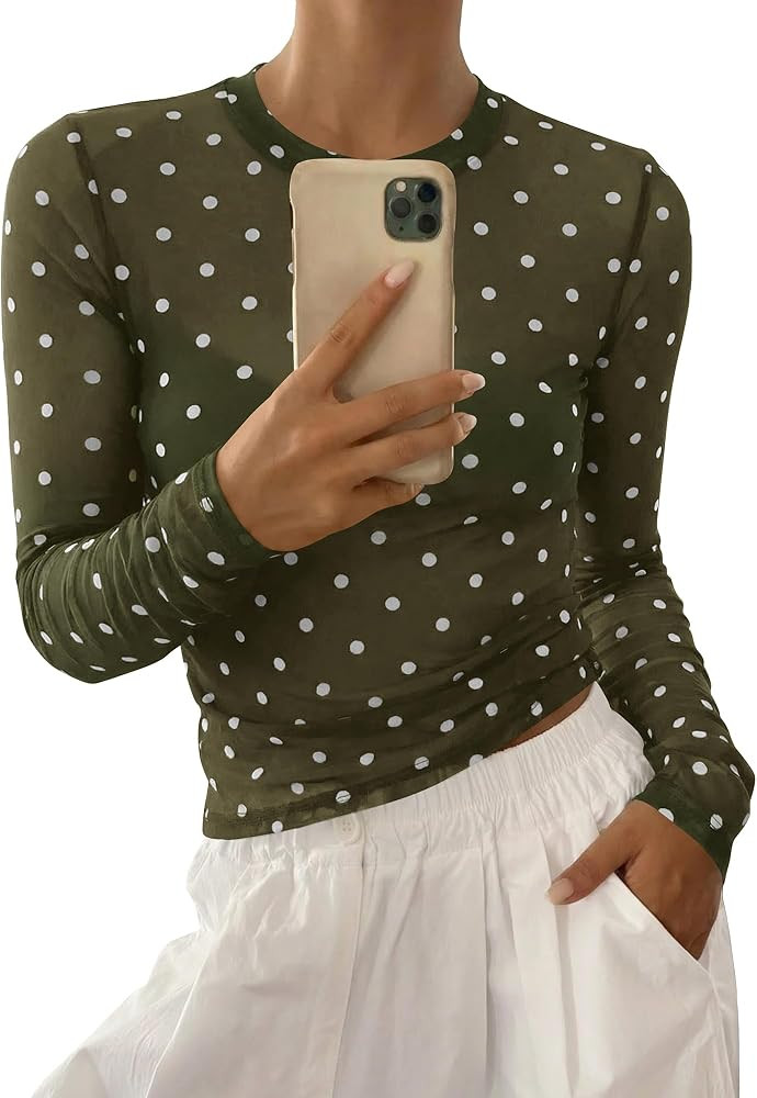 BTFBM Polka Dot Top Long Sleeve Shirts for Women | Amazon (US)