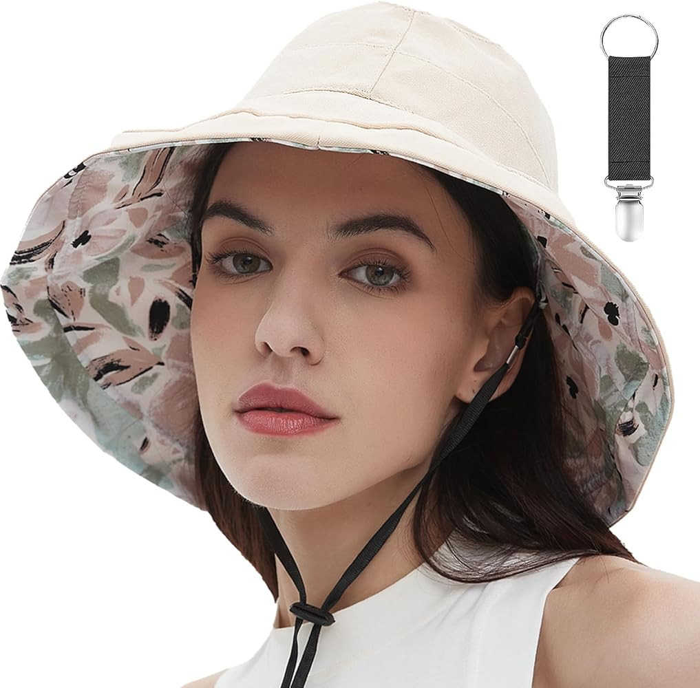 vidsel Womens Sun Hats Wide Brim Reversible Bucket Cotton Hat Packable Summer Travel Cap with Hat... | Amazon (US)