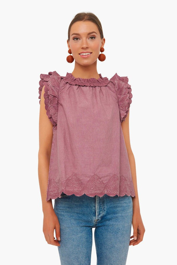 Rose Heidi Heart Quilted Flutter Sleeve Tank Top | Tuckernuck (US)