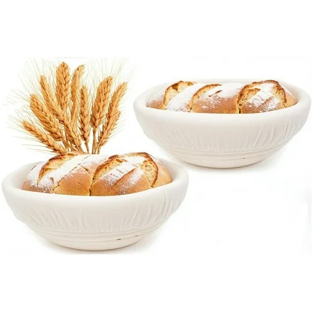 ALLJOY Banneton Bread Proofing Basket 9 Inch Set of 2 Round Sourdough Bread Proofing Baskets Baking Supplies，Sourdough Starter Kit | Walmart (US)