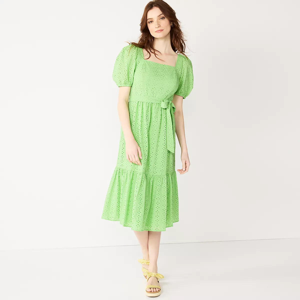 Women's DRAPER JAMES RSVP™ Eyelet Squareneck Midi Dress | Kohl's