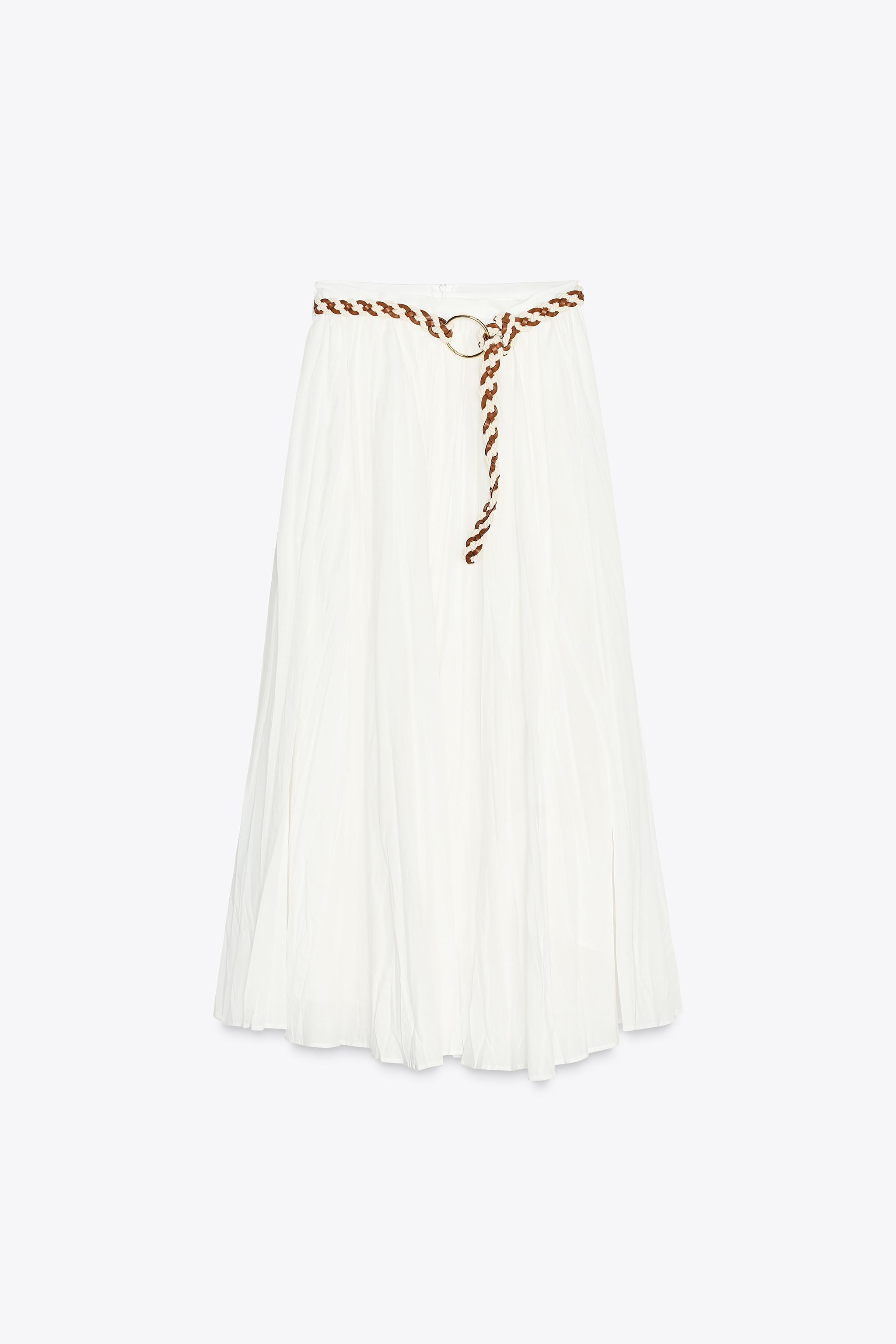BRAIDED BELT MIDI SKIRT | Zara US