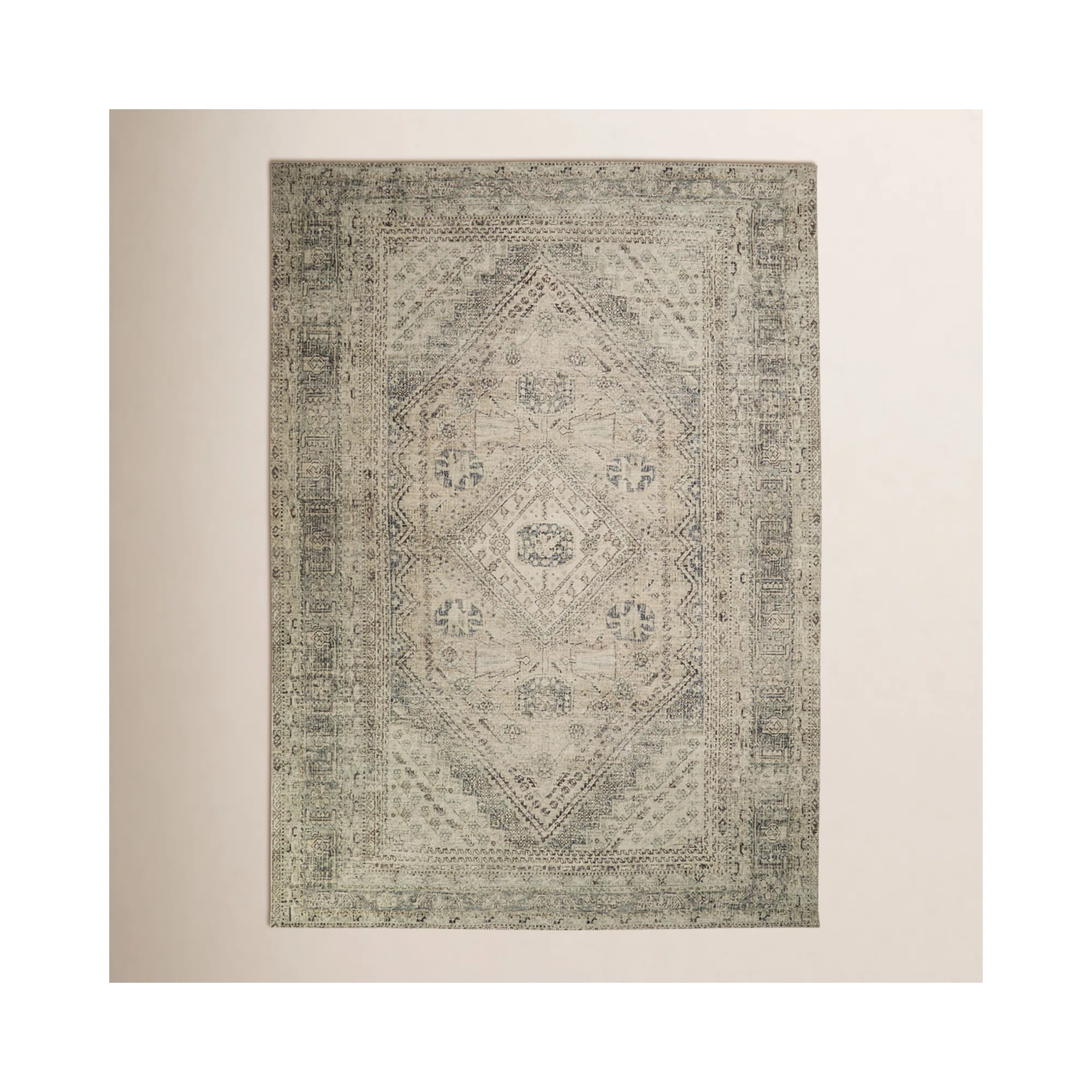 Magnolia Home By Joanna Gaines X Loloi Sinclair Machine Washable Natural / Sage Area Rug | Birch Lane