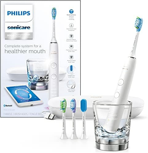 Philips Sonicare DiamondClean Smart 9500 Rechargeable Electric Power Toothbrush, White, HX9924/01 | Amazon (US)