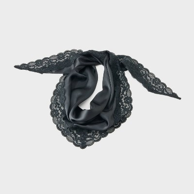 Satin Lace Edge Trim Triangle Scarf - A New Day™ Blue | Target