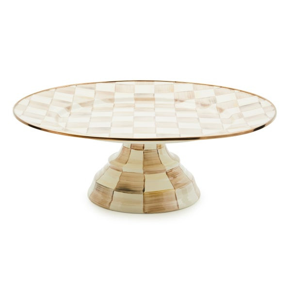 MacKenzie-Childs Mocha Check Large Pedestal Platter | MacKenzie-Childs