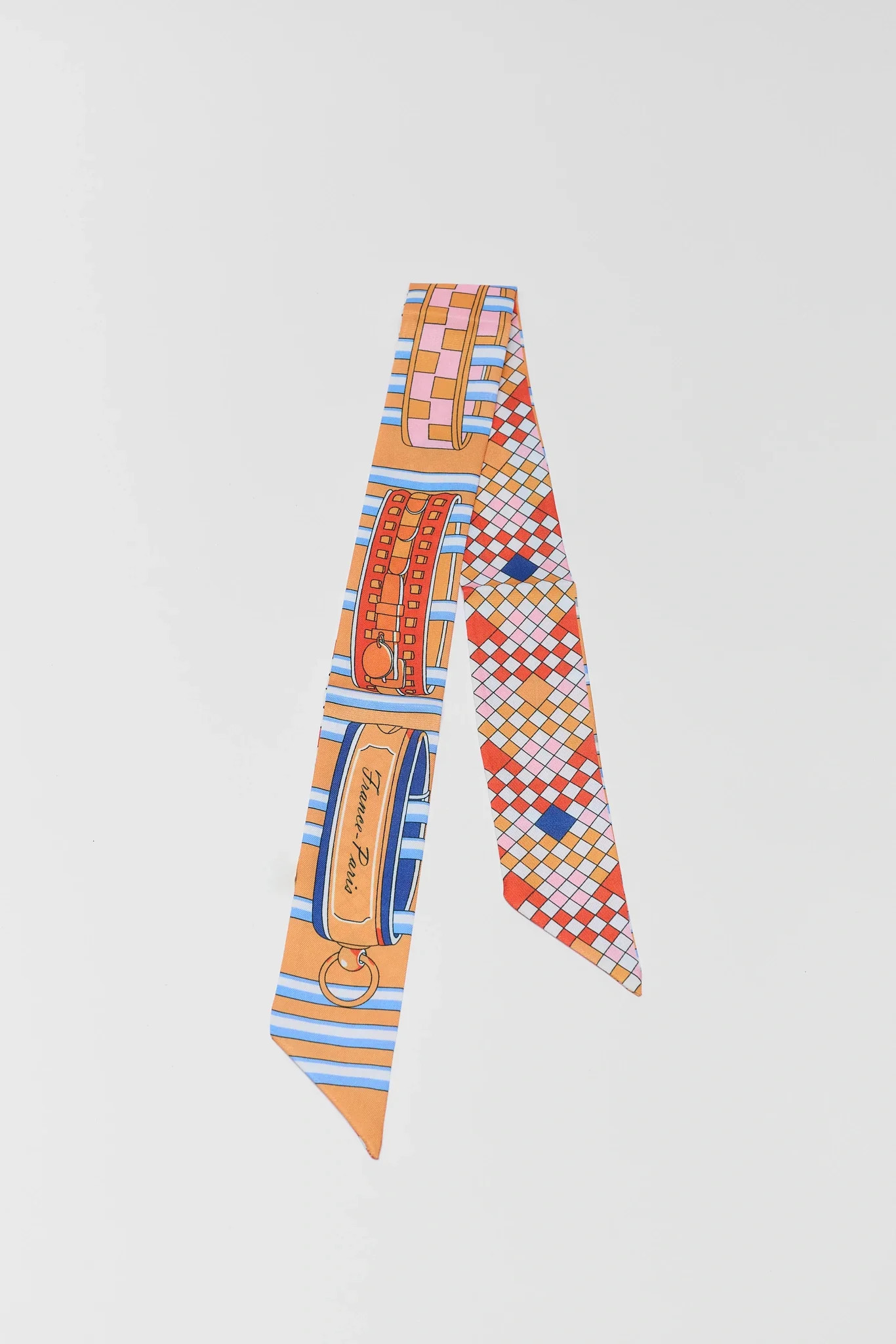 Orange Multi Print Skinny Scarf | Avara