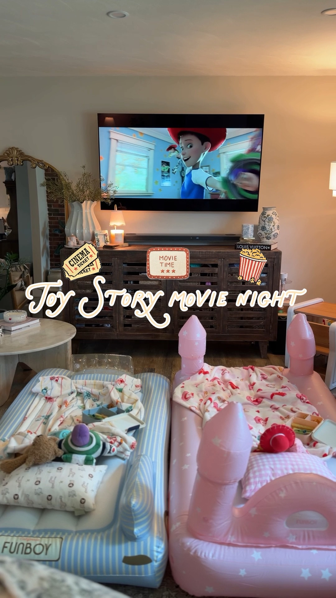 A special movie night for the babes 🤠🩵🩷 Thanks to Funboy making this so fun for them!!! 🥰🥹 these air mattress inflatables are a huge hit with them! Linking to everything here 💫 

Toy Story, Disney, pink castle air mattress, race car air mattress, Funboy, family movie night

#LTKmomlife #LTKHome #LTKKids