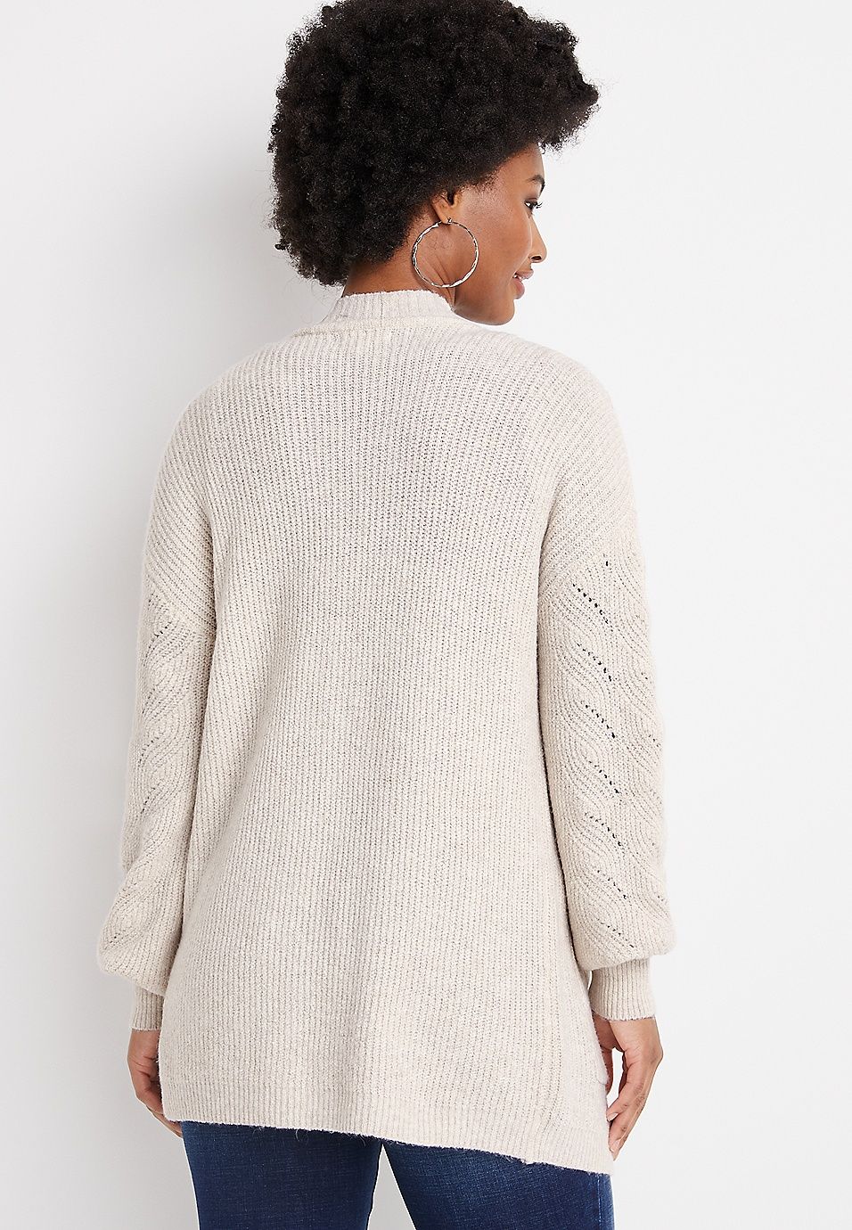 Cable Stitch Open Front Cardigan | Maurices