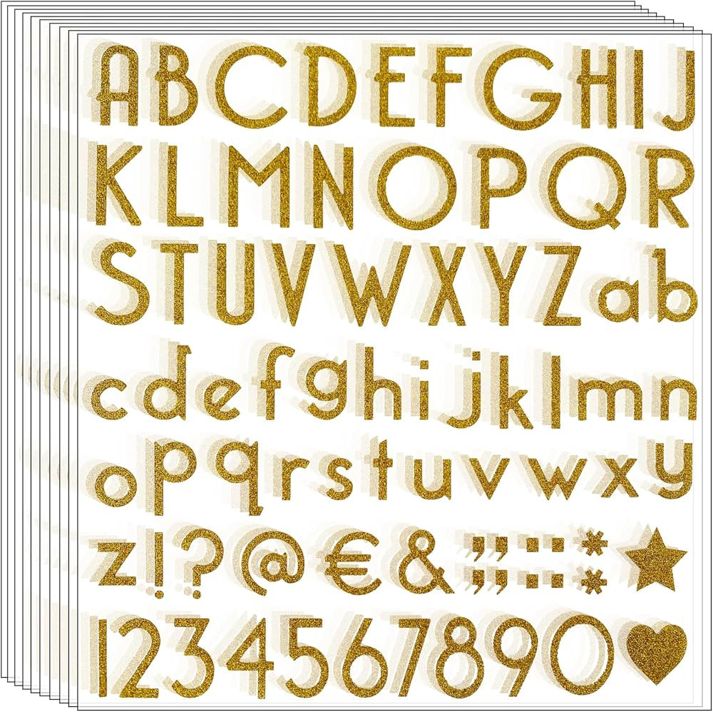 Waynoda 790 Pieces 10 Sheets Letters Stickers Self Adhesive Glitter Letter Alphabet Number Sticke... | Amazon (US)