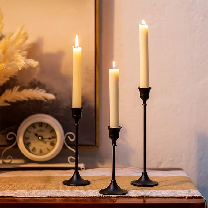 Sziqiqi Black Candlestick Holders for Table Centerpieces - Taper Candlestick Holders Metal Candle... | Amazon (US)