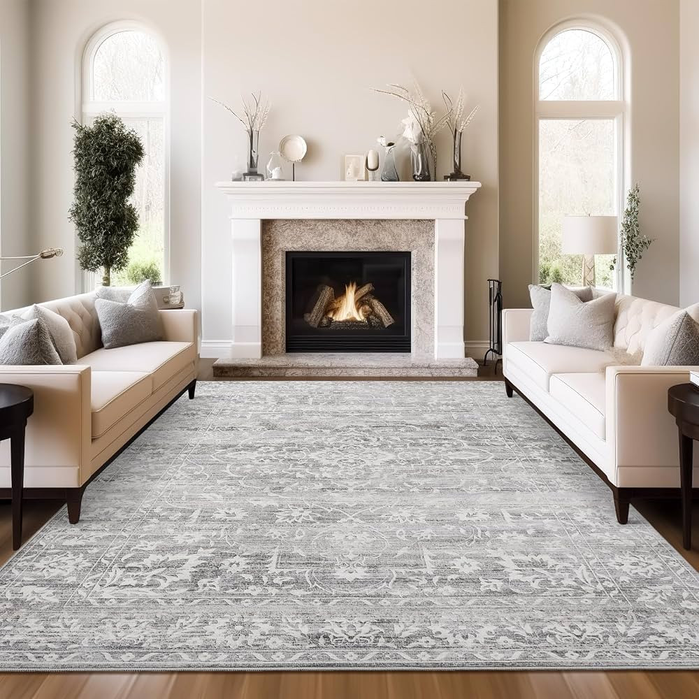 8x10 Area Rugs for Living Room, Stain Resistant Washable Rugs for Dining Room, Kitchen, Floral Vi... | Amazon (US)
