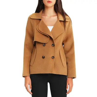 Belle & Bloom I'm Yours Double Breasted Wool Blend Coat in Camel at Nordstrom, Size Small | Nordstrom