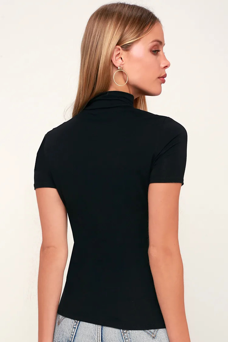 Bedford Black Mock Neck Top | Lulus (US)