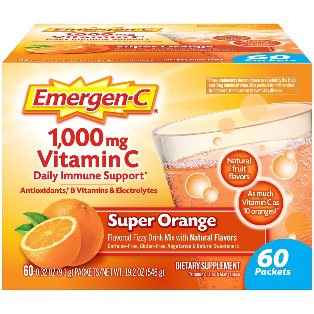 Emergen-C Vitamin C Supplement Drink Mix - Super Orange - 60ct | Target