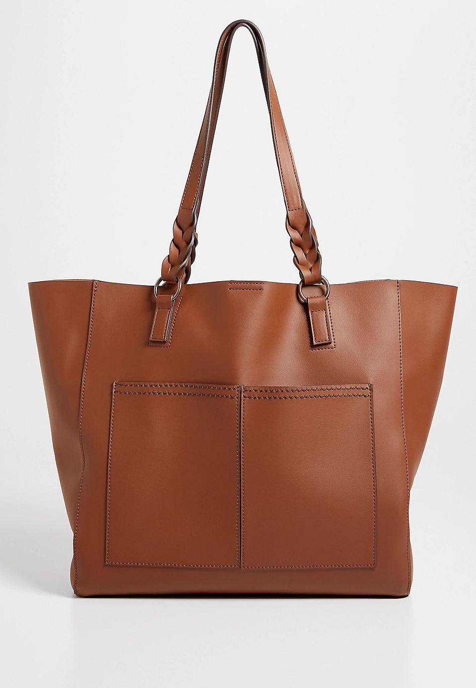 Cognac Braided Strap Tote Bag | Maurices