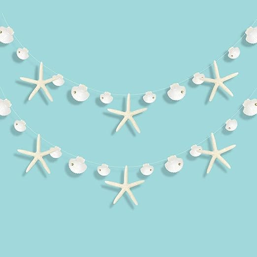 Decor365 White Finger Starfish Sea Shell Garland Ocean Coastal Nautical Party Decoration Starfish... | Amazon (US)